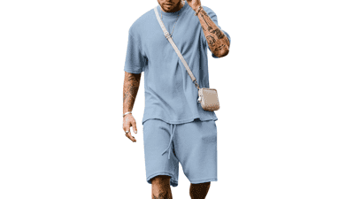 Men's Summer Tracksuit Set - Short Sleeve & 2 Pocket Shorts