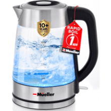 Mueller Rapid Boil Electric Kettle - 1.8L Glass & Stainless Steel