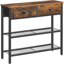 Narrow Console Table with Drawers & Shelves