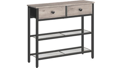 Narrow Console Table with Drawers & Shelves