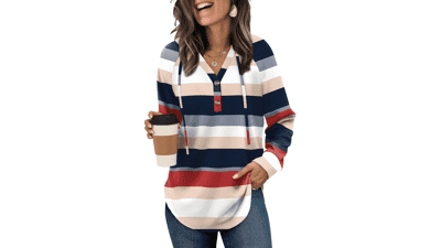 OFEEFAN Women's Oversized Button-Up Hoodie