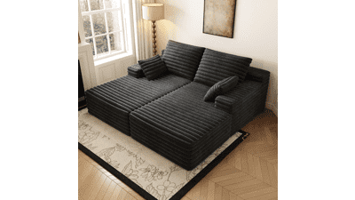 Oversized Cloud Chaise Lounge - Plush Corduroy Sofa Bed