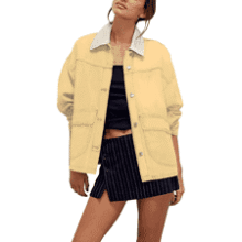 Oversized Denim Jacket - Women's Long Sleeve Jean Coat