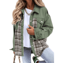 Oversized Denim Plaid Shacket Jacket