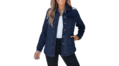 Oversized Denim Shacket: Western Jean Jacket for Women