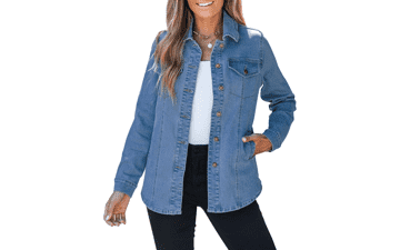 Oversized Denim Shacket: Women's Western Jean Jacket