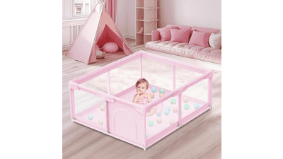 Pink Baby Playpen - Safe Play Area for Toddlers