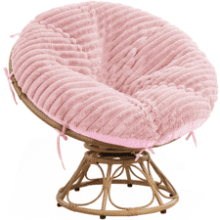 Pink Faux Fur Papasan Chair Cover - 50" Shaggy Cushion Slipcover