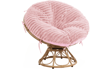 Pink Faux Fur Papasan Chair Cover - 50" Shaggy Cushion Slipcover