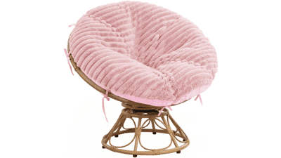 Pink Faux Fur Papasan Chair Cover - 50