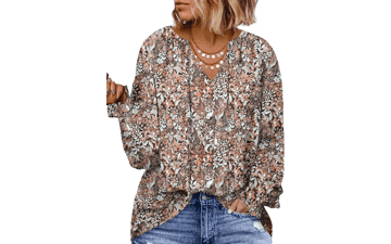 Plus Size Floral V Neck Top