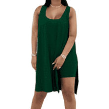 Plus Size Sleeveless Top & Biker Shorts Set
