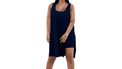 Plus Size Tunic & Biker Shorts Set