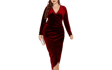 Plus Size Velvet Bodycon Dress - Sexy Ruched Party Dress