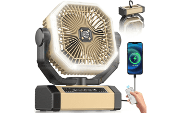 Rechargeable Camping Fan - 60 Hour Battery, Remote & Light