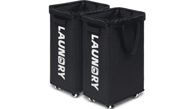 Rolling Laundry Hamper 2-Pack - 75L with Wash Bags