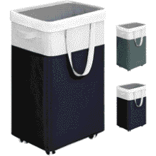 Rolling Laundry Hamper with Wheels - 75L Black Laundry Basket