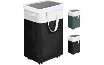 Rolling Laundry Hamper with Wheels - 75L Black Laundry Basket