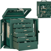 Rotating Jewelry Organizer Box - 6 Tier with Mirror