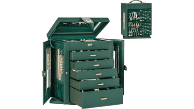 Rotating Jewelry Organizer Box - 6 Tier with Mirror