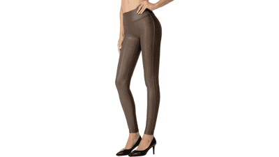 SANTINY Faux Leather Leggings: High Waisted & Stretchy