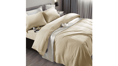 SONORO KATE Beige Twin Bed Sheet Set - Deep Pocket, Super Soft