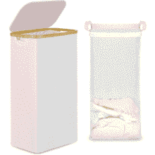 Slim Laundry Basket with Lid - 75L Beige Hamper