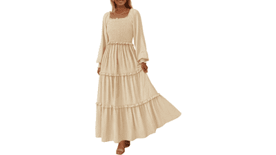 Smocked Swiss Dot Maxi Dress