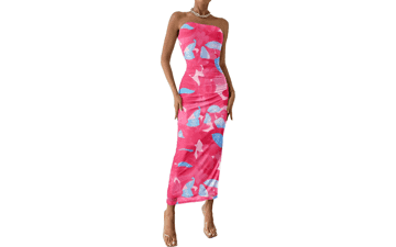 Strapless Floral Maxi Dress - Summer Wedding & Vacation Ready