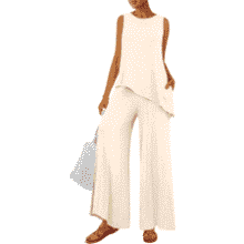 Stylish Women's Lounge Set - Tank Top & Wide Leg Pants