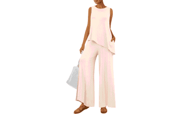 Stylish Women's Lounge Set - Tank Top & Wide Leg Pants