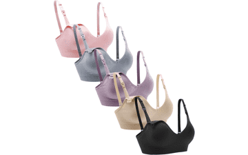 Suekaphin 5-Pack Nursing Bra: Wireless V-Neck Maternity Bralette