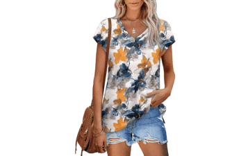 Trendy V Neck Cap Sleeve Top