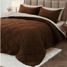 Twin Comforter Set - Brown & Khaki Bedding Set