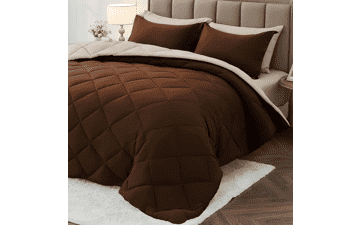 Twin Comforter Set - Brown & Khaki Bedding Set