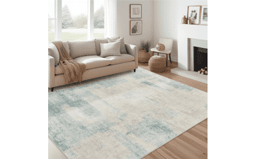 Washable Abstract Area Rug 5x7 - Blue Modern Rug