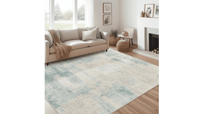 Washable Abstract Area Rug 5x7 - Blue Modern Rug