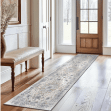 Washable Boho Area Rug - 2x8 Beige Blue - BESTSWEETIE