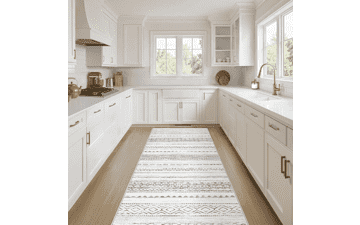 Washable Grey Runner Rug - 2x6 Boho Kitchen Rug