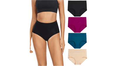 Wirarpa Women's High Waisted Cotton Underwear - 4 Pack