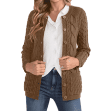 Women's Cable Knit Button Cardigan Sweater
