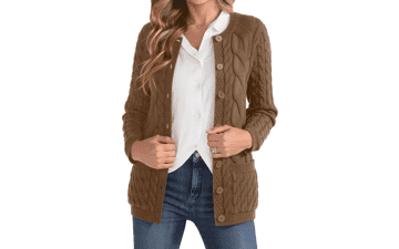 Women's Cable Knit Button Cardigan Sweater
