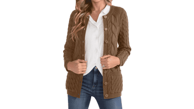 Women's Cable Knit Button Cardigan Sweater