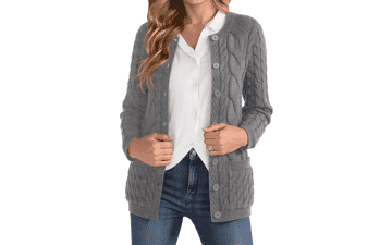 Women's Cable Knit Button Down Cardigan Sweater