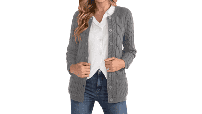 Women's Cable Knit Button Down Cardigan Sweater