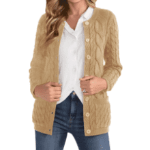 Women's Cable Knit Button Up Cardigan Sweater