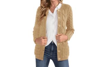 Women's Cable Knit Button Up Cardigan Sweater