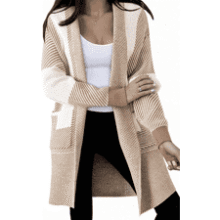 Women's Color Block Knit Cardigan with Pockets