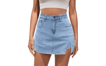Women's Denim Skort - High Waisted Y2K Trendy Jean Skirt with Shorts