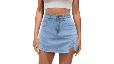 Women's Denim Skort - High Waisted Y2K Trendy Jean Skirt with Shorts
